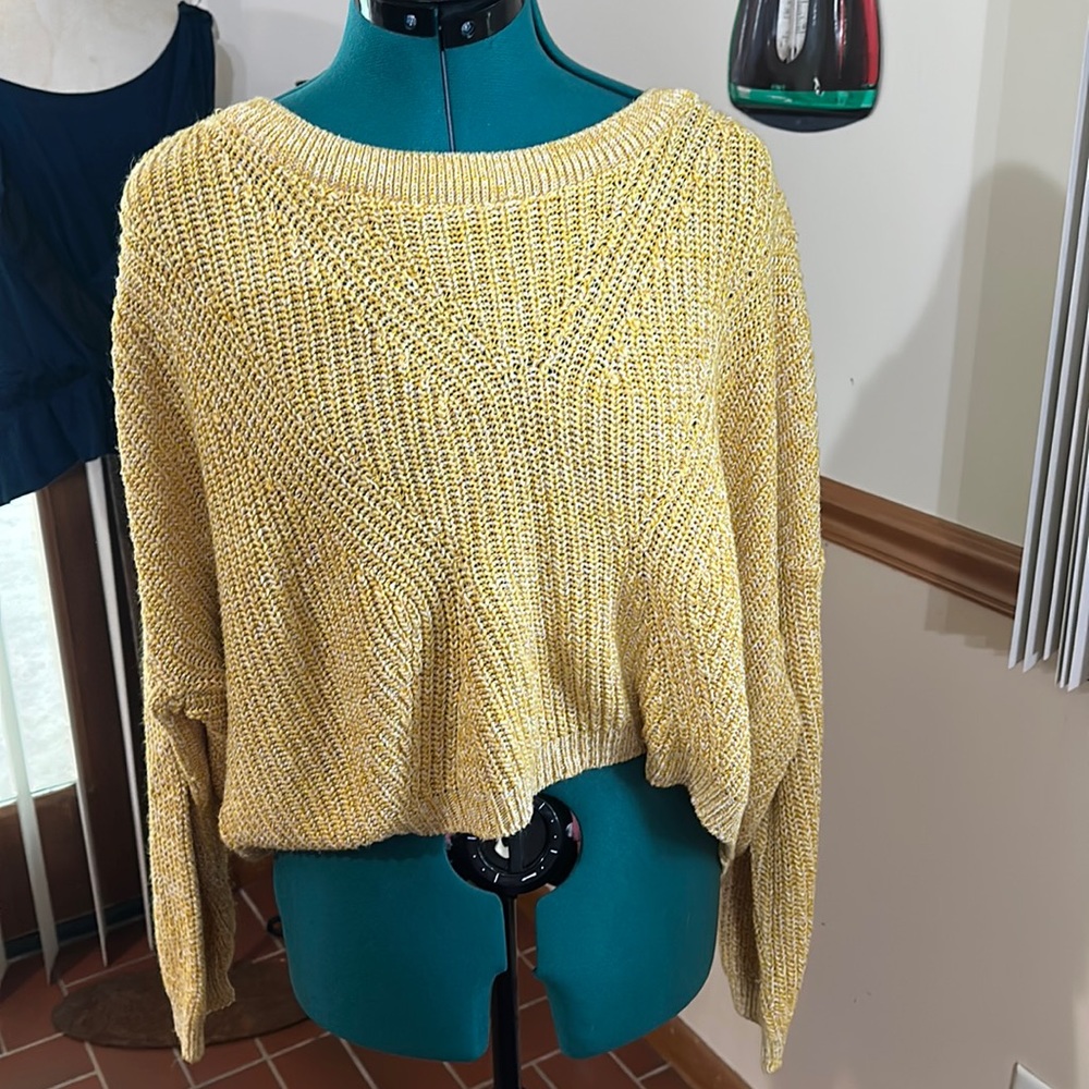 Yellow crop sweater express open back size large